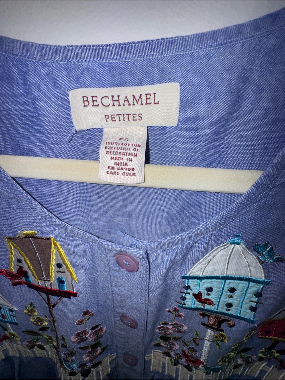 Bechamel Embroidered Birdhouse Cotton Cottagecore Dress PS - Picture 3 of 9